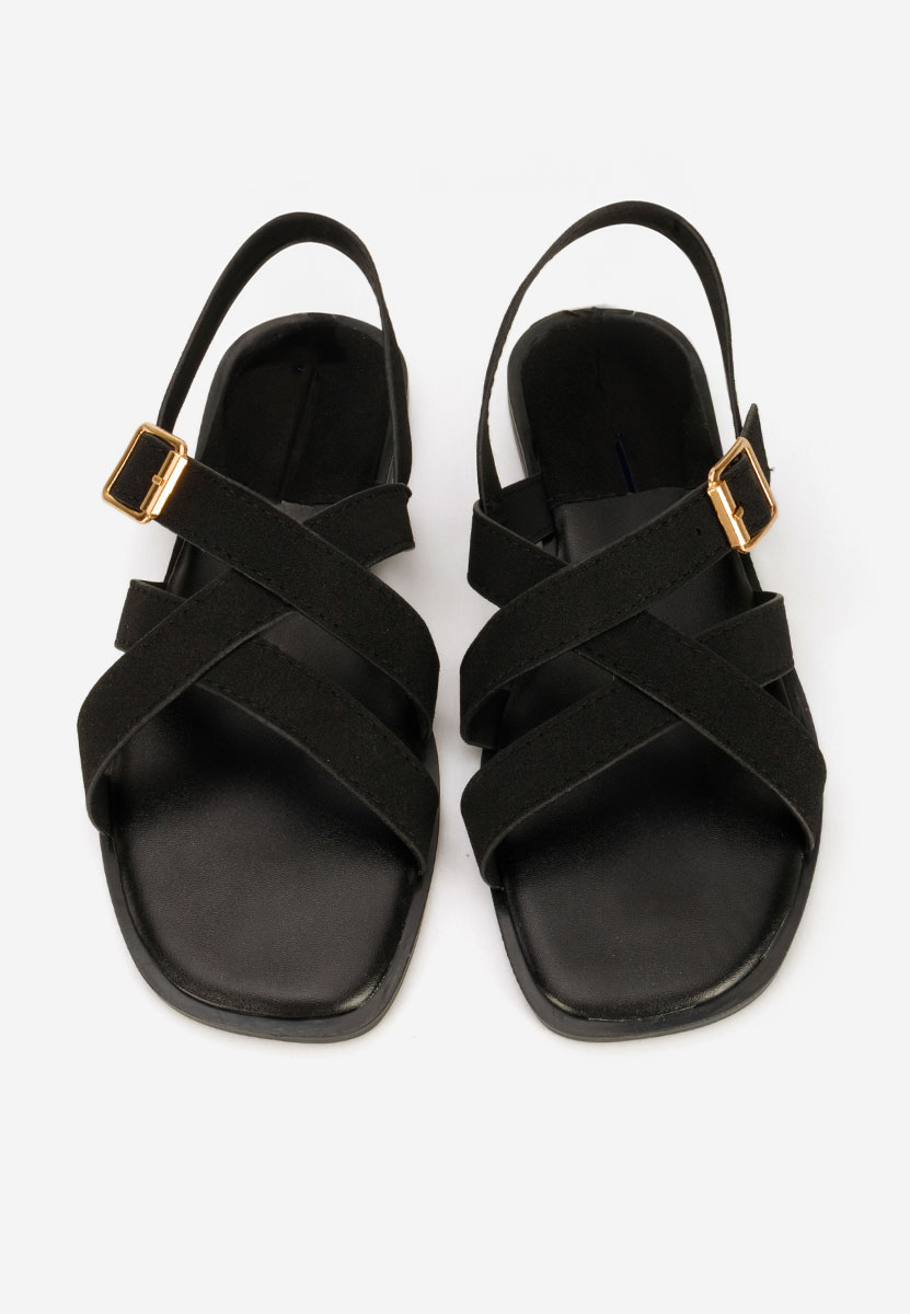 Czarne sandały płaski Anissea