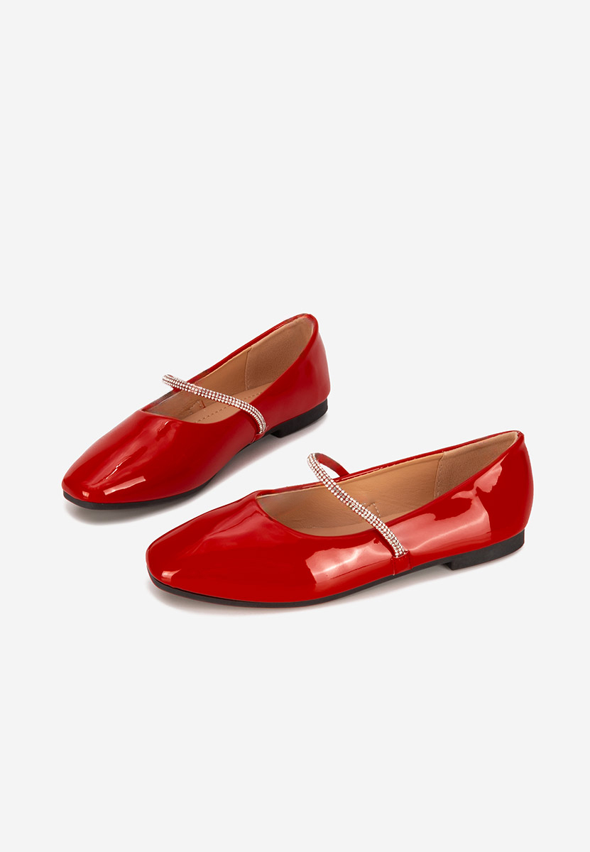 Czerwone baleriny z paskiem Elissea