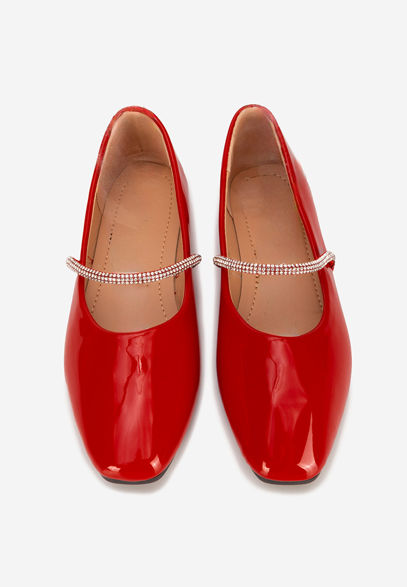 Czerwone baleriny z paskiem Elissea