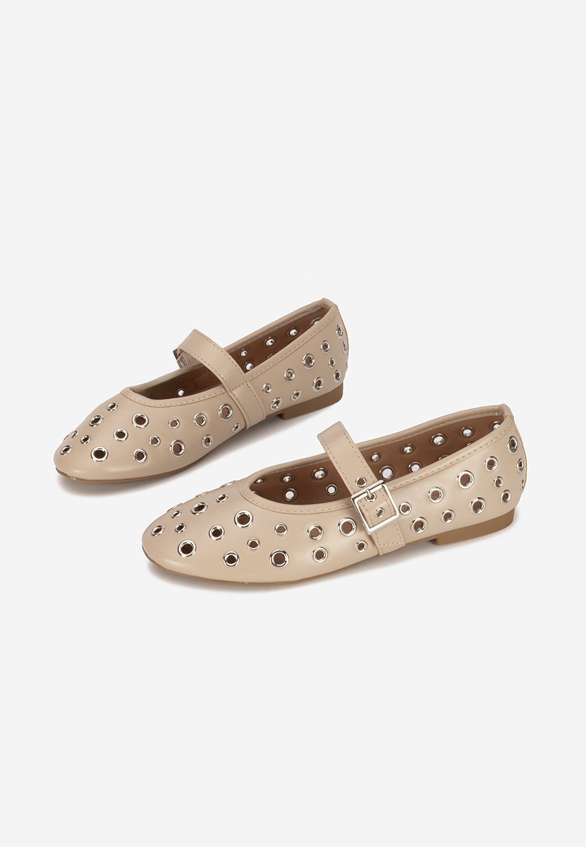 Khaki baleriny z paskiem Fionia