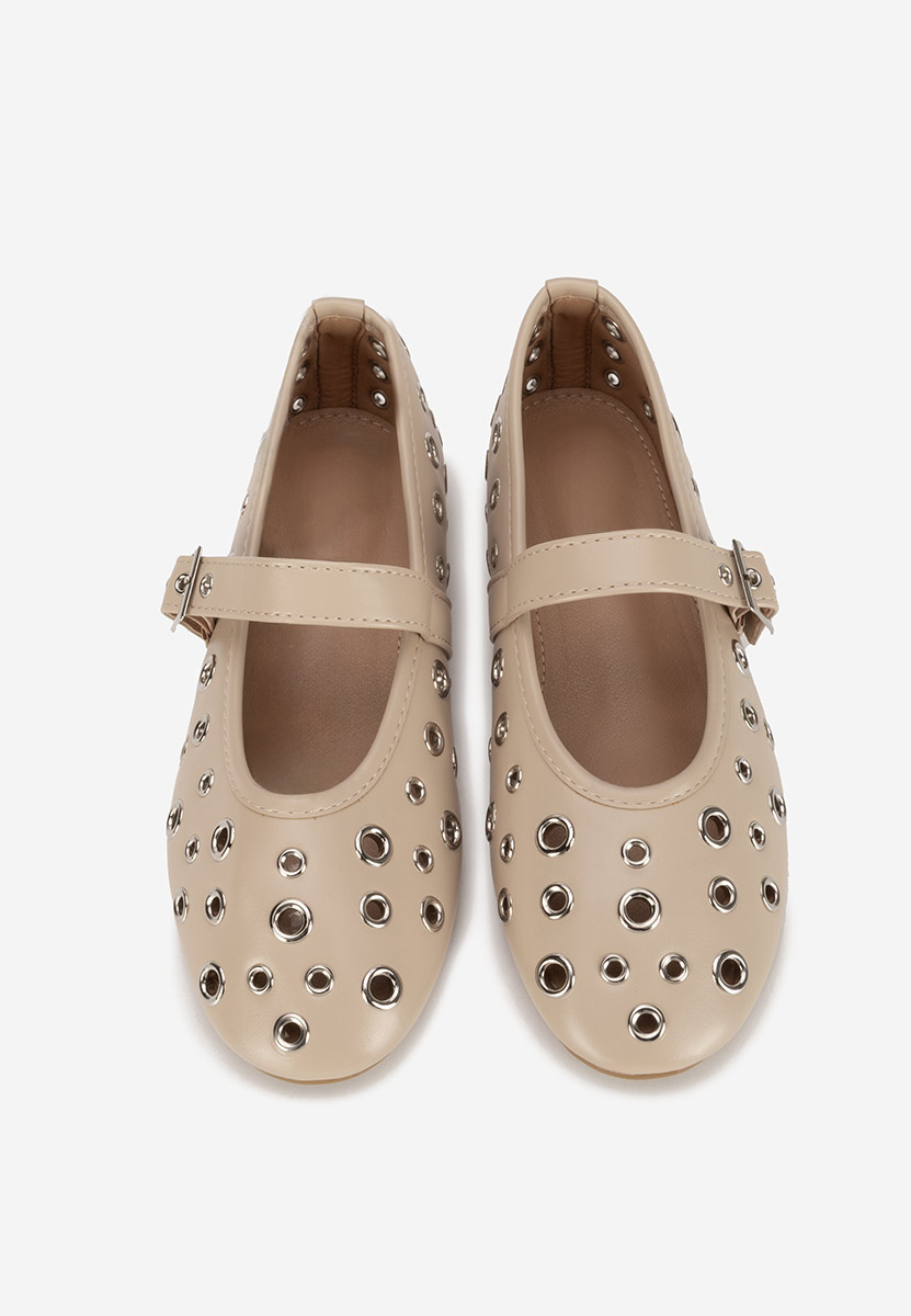 Khaki baleriny z paskiem Fionia