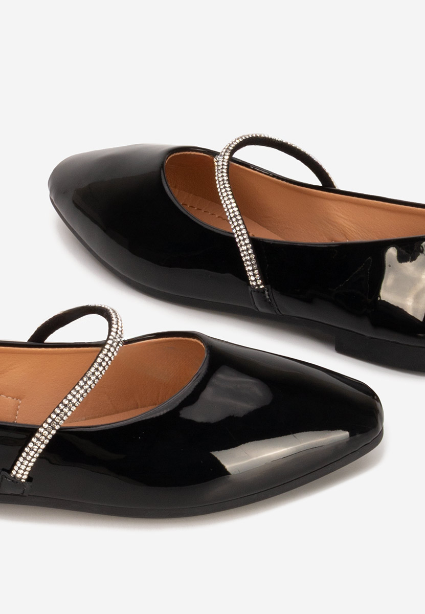 Czarne baleriny z paskiem Elissea