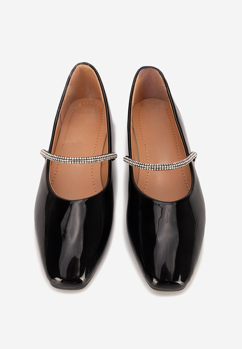 Czarne baleriny z paskiem Elissea