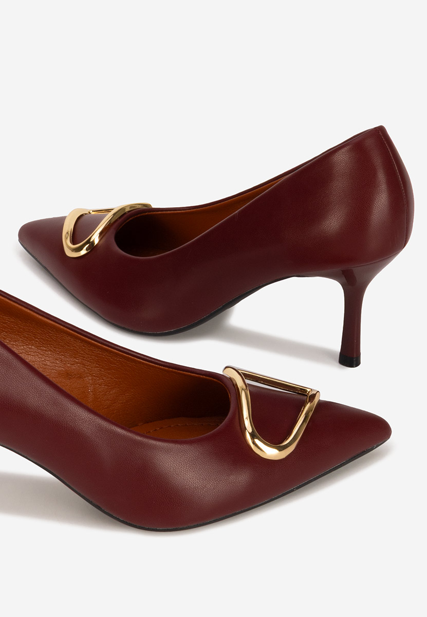 Bordowe czółenka na szpilce Cecinia