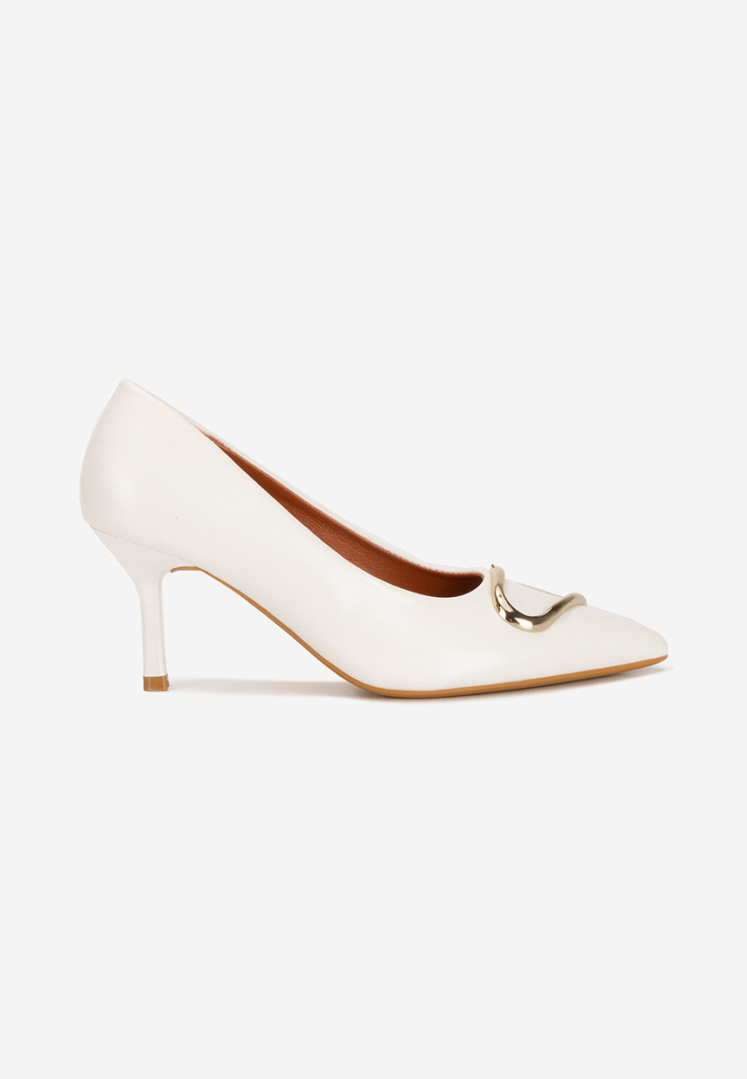 Białe czółenka na szpilce Cecinia