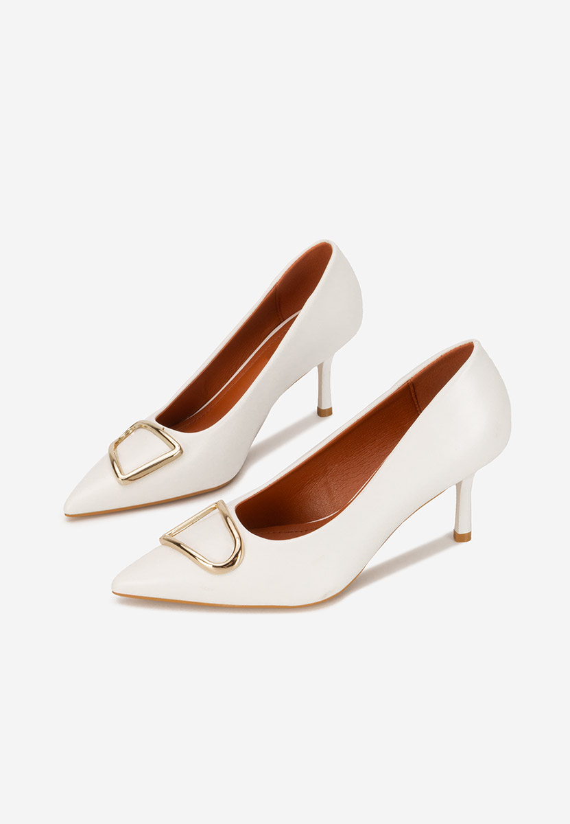 Białe czółenka na szpilce Cecinia