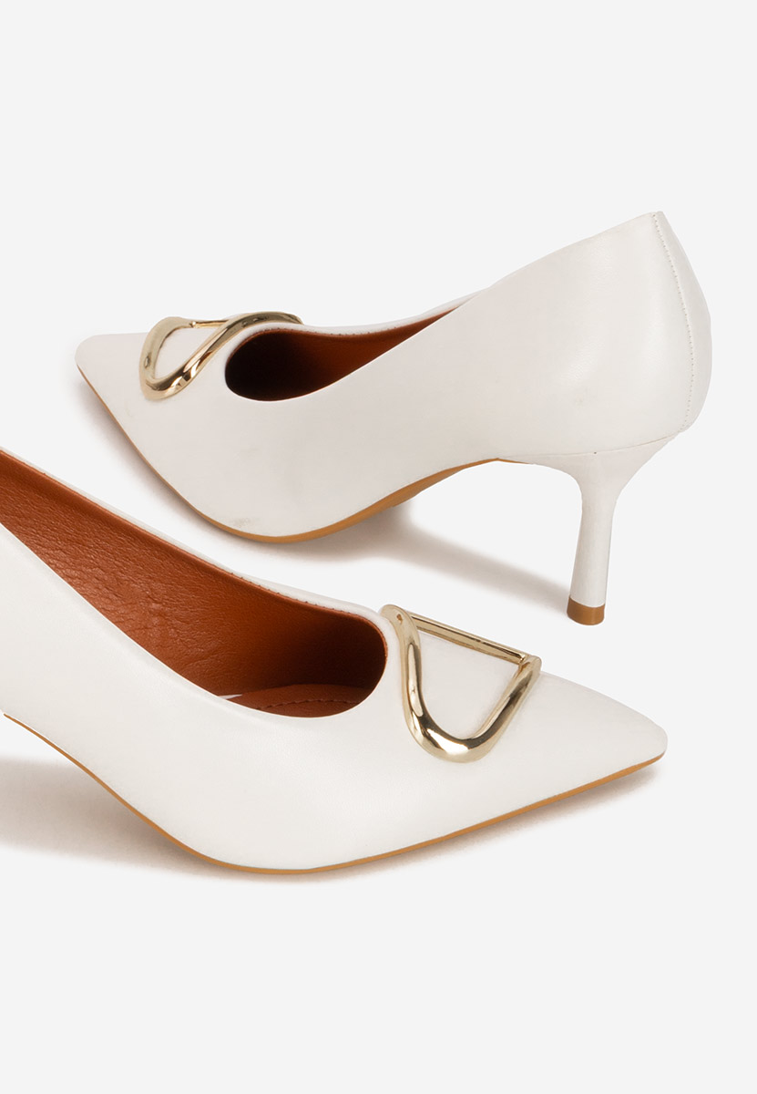 Białe czółenka na szpilce Cecinia