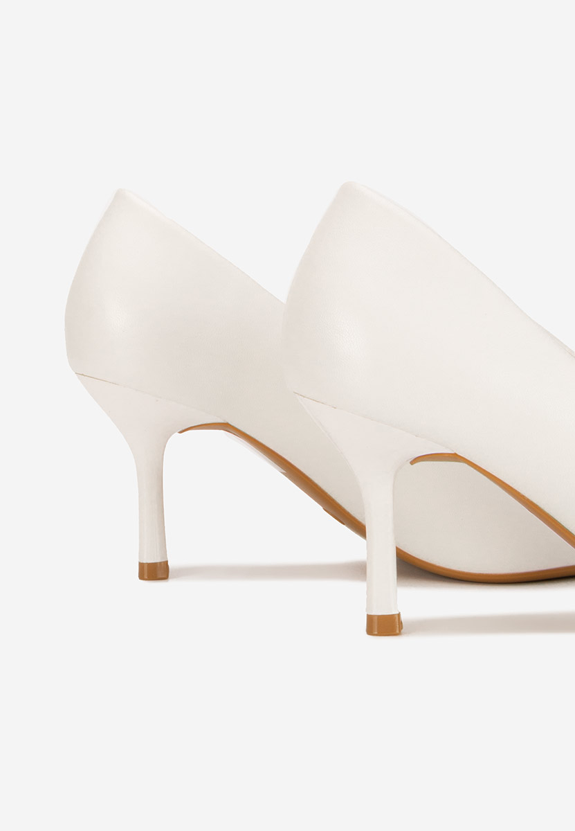 Białe czółenka na szpilce Cecinia