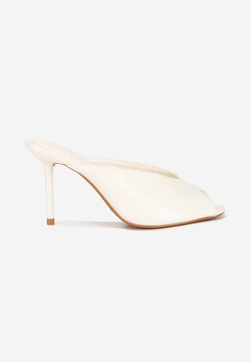 Białe klapki na obcasie Sidina