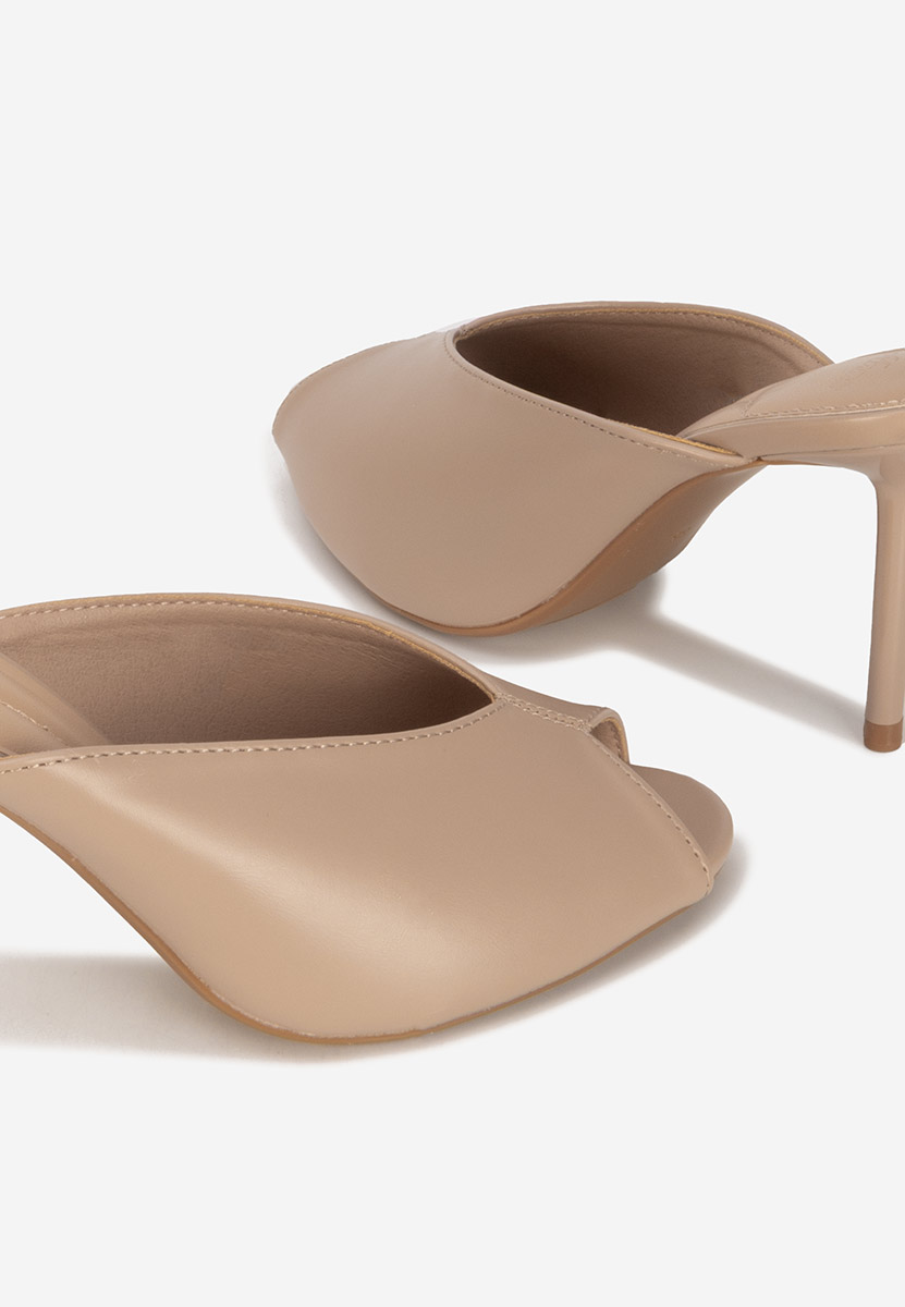 Khaki klapki na obcasie Sidina