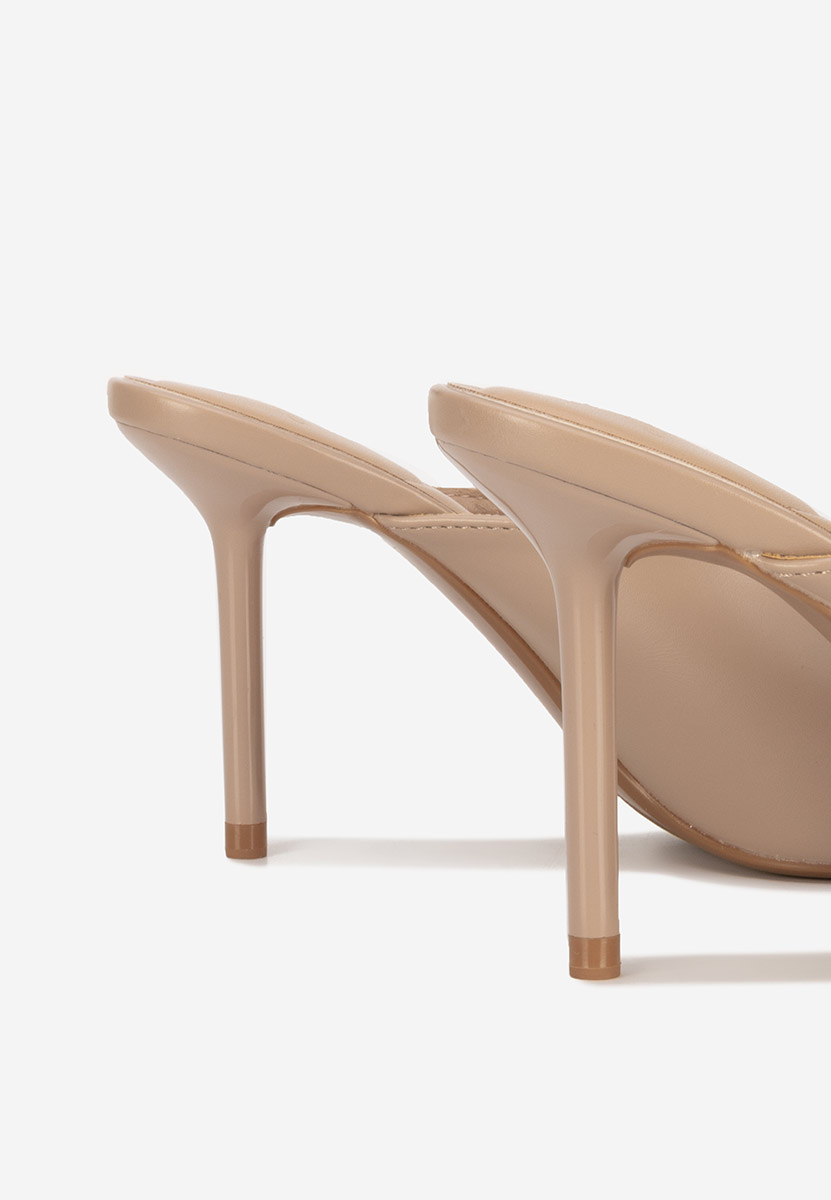 Khaki klapki na obcasie Sidina