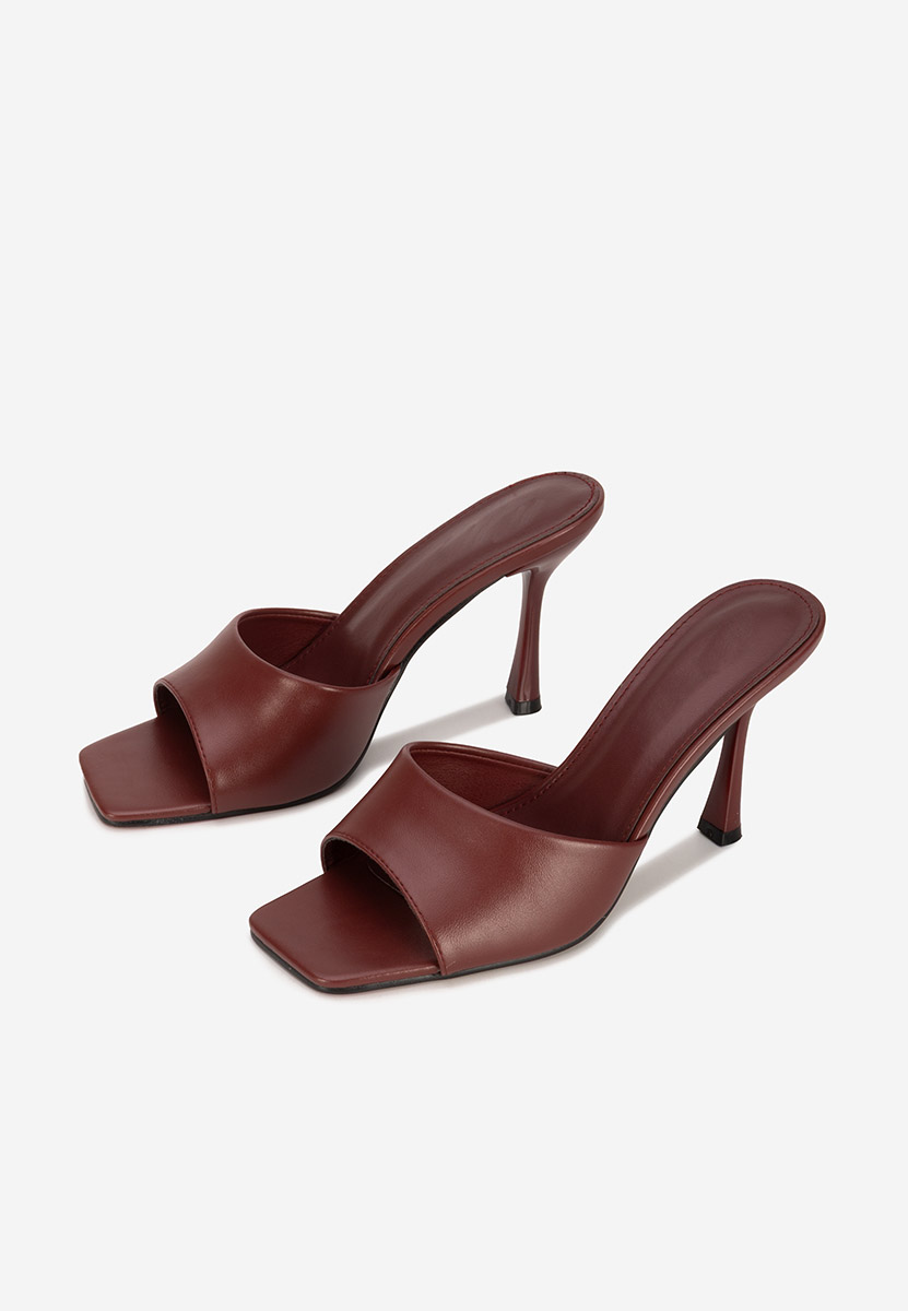 Bordowe klapki na obcasie Eliseia V2