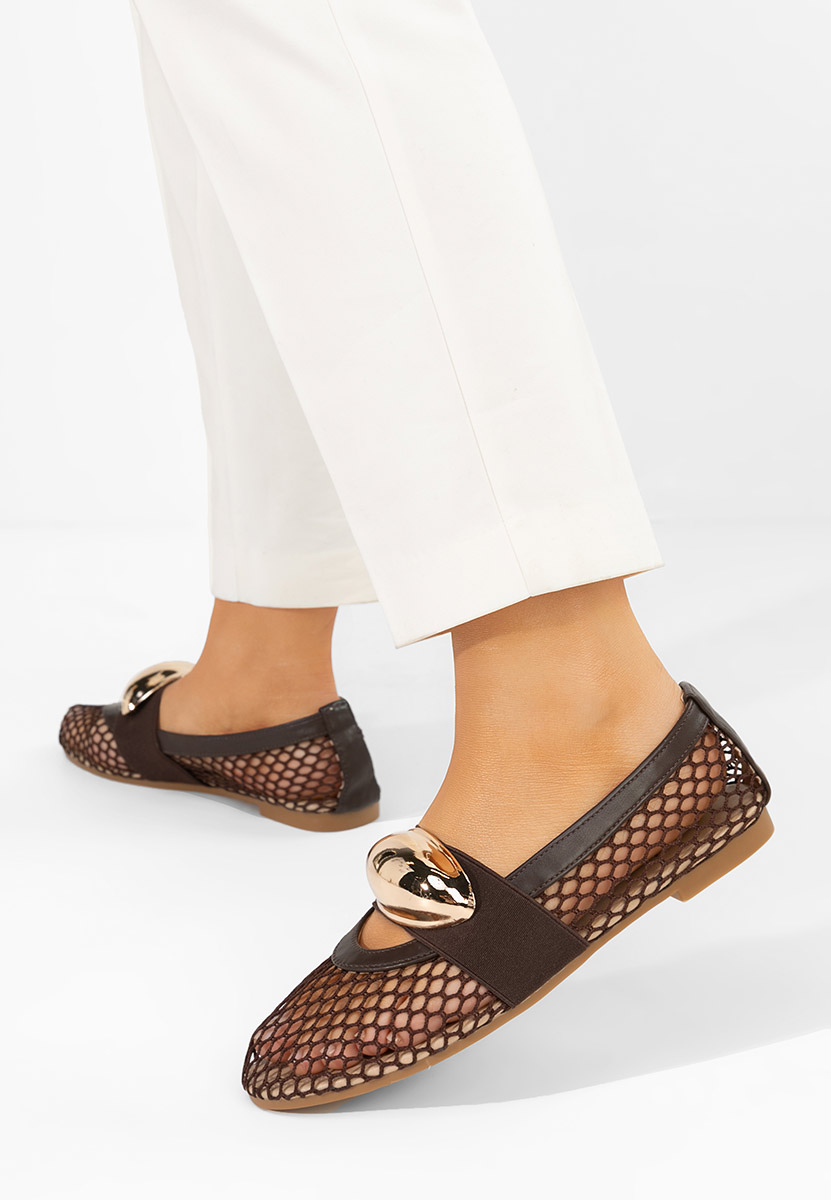 Brązowe baleriny ażurowe Fabiama