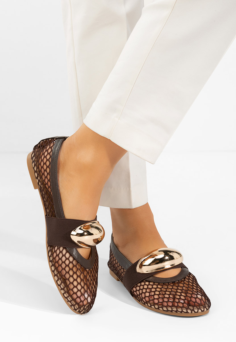 Brązowe baleriny ażurowe Fabiama