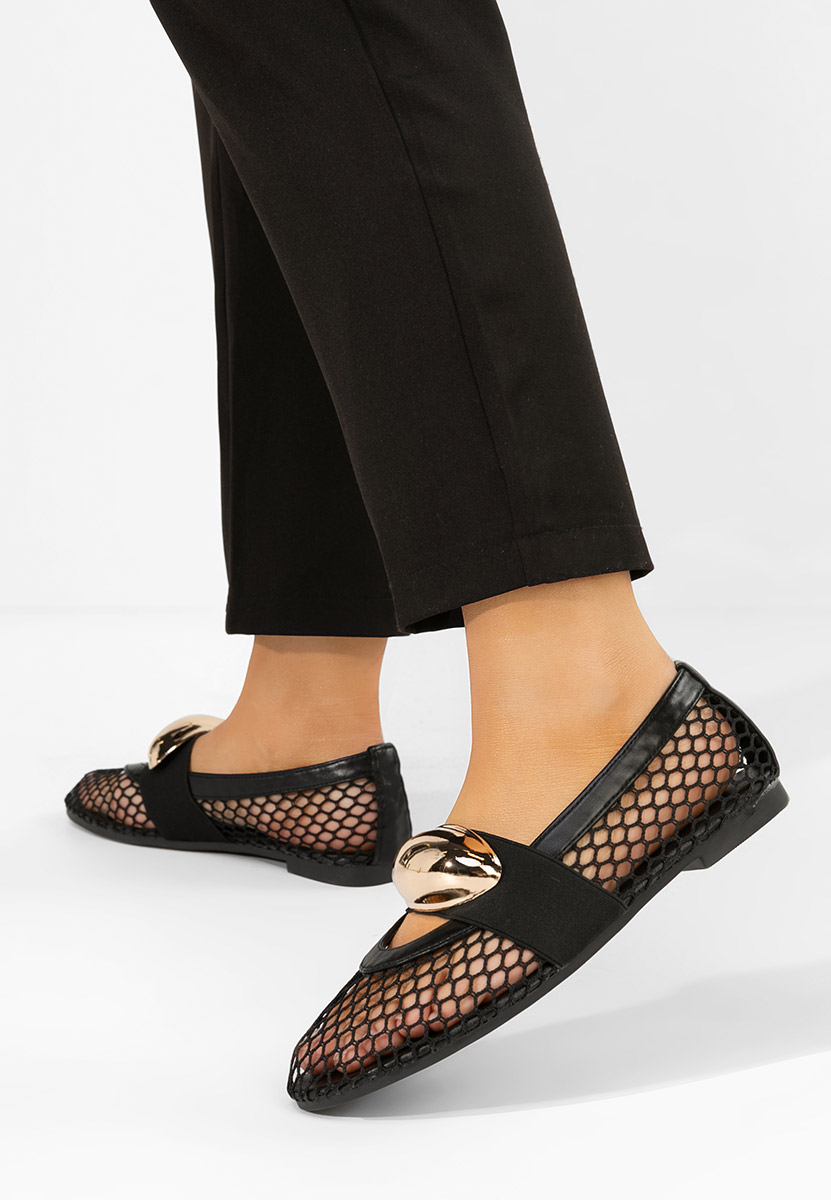 Czarne baleriny ażurowe Fabiama