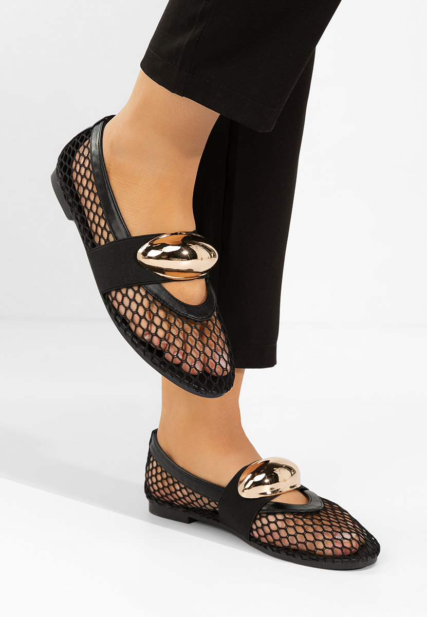 Czarne baleriny ażurowe Fabiama