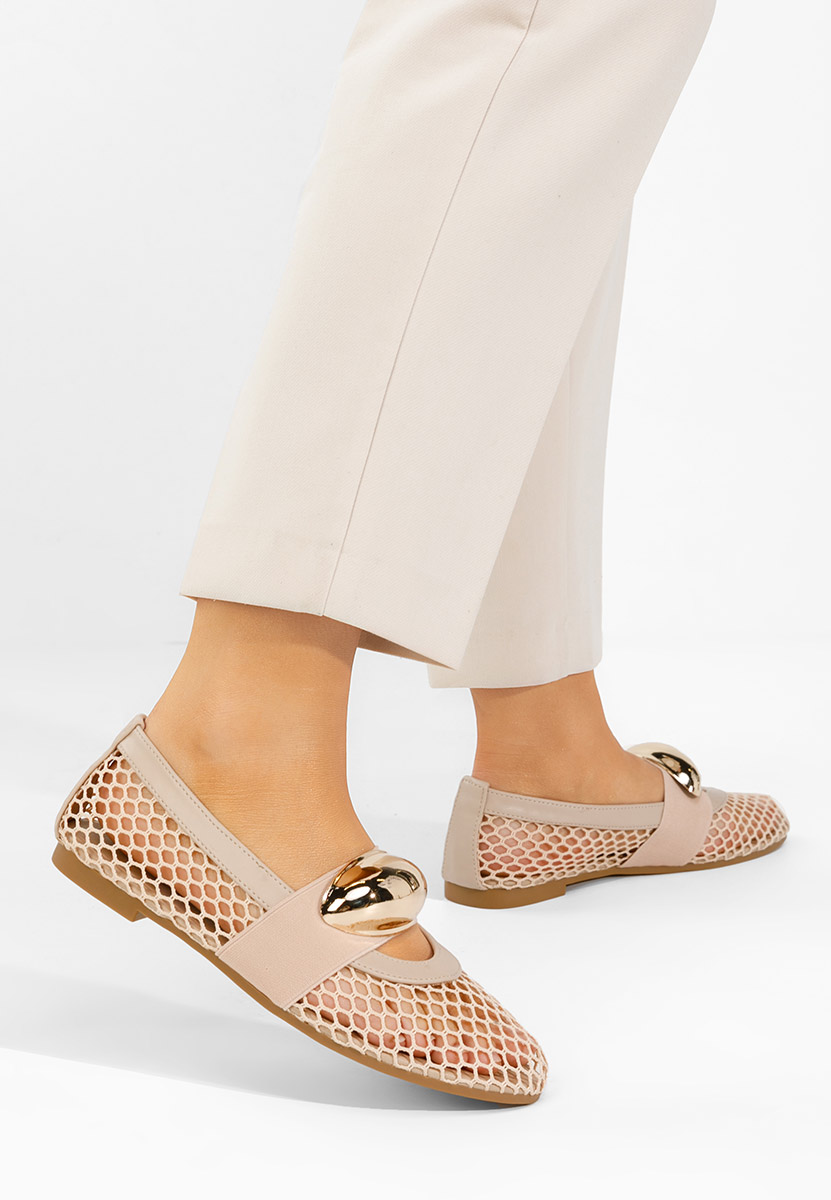Beżowe baleriny ażurowe Fabiama