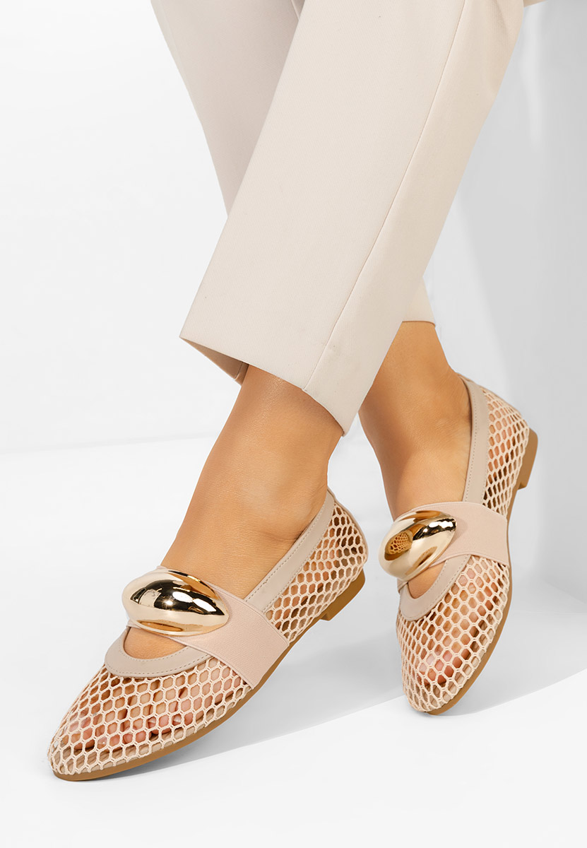Beżowe baleriny ażurowe Fabiama