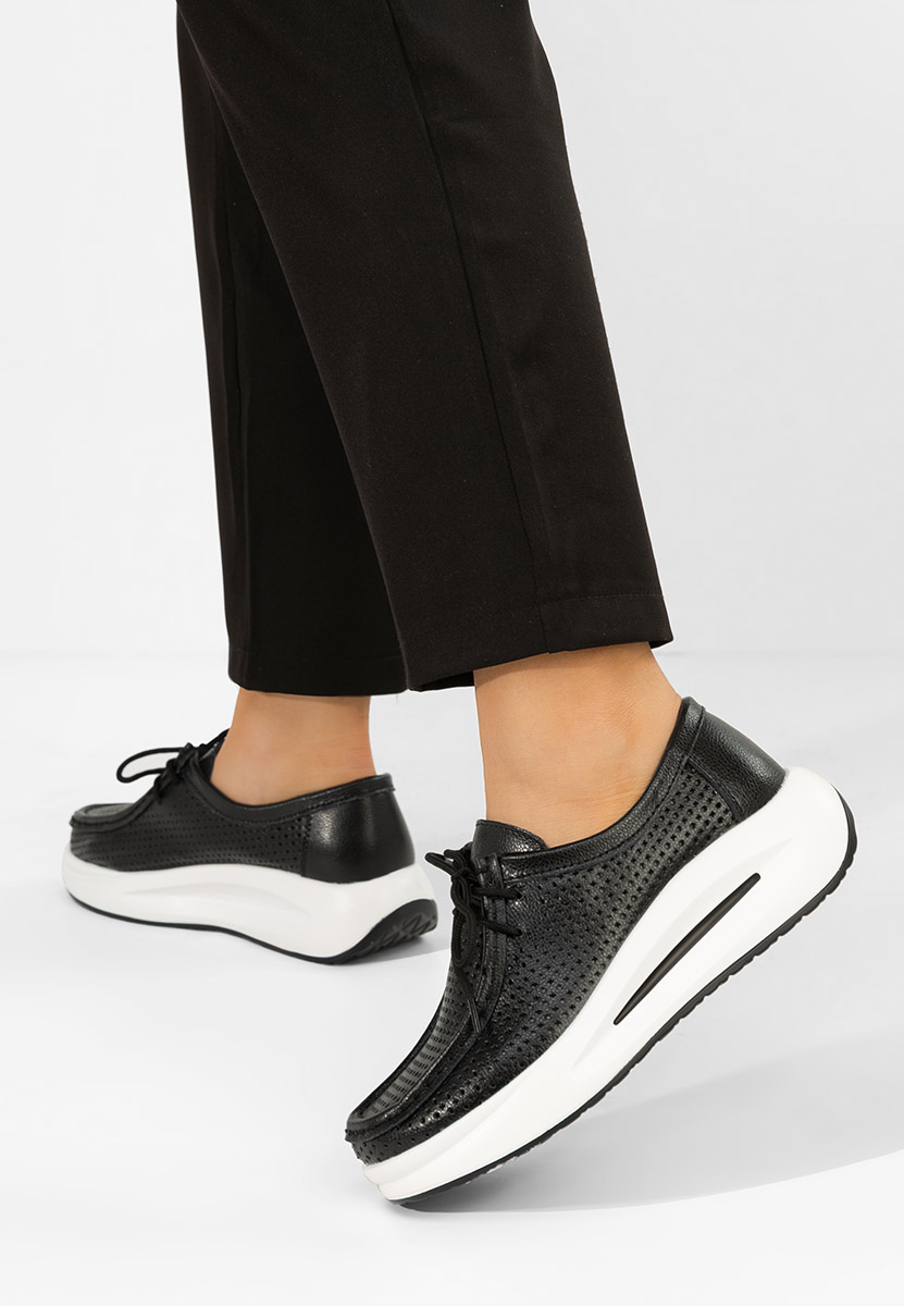 Czarne mokasyny damskie skórzane Eveliana