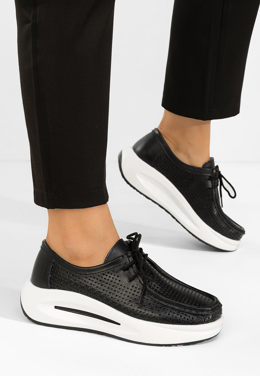 Czarne mokasyny damskie skórzane Eveliana