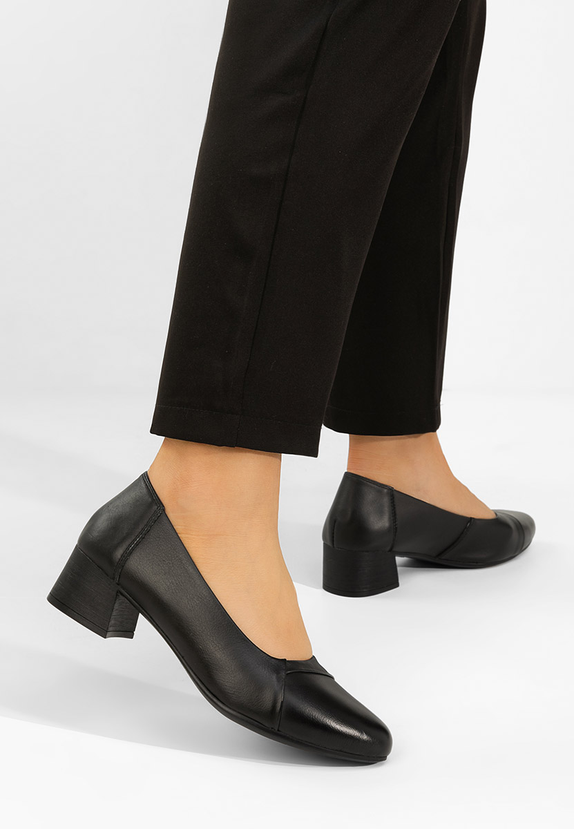 Czarne czółenka damskie skórzane Giulieta