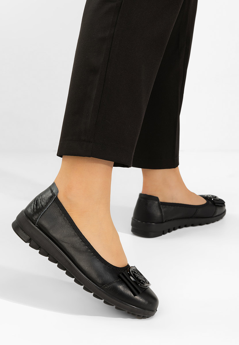 Czarne balerinki skórzane Demarisa