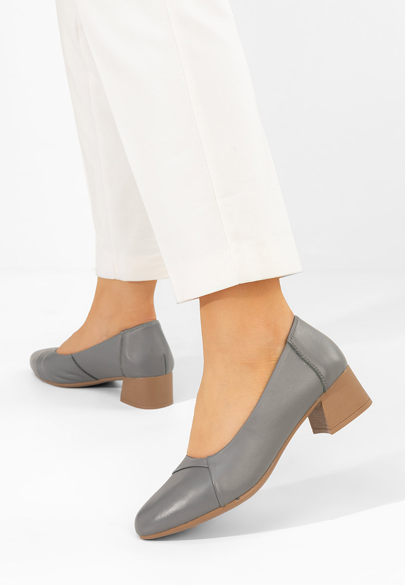 Szare czółenka damskie skórzane Giulieta