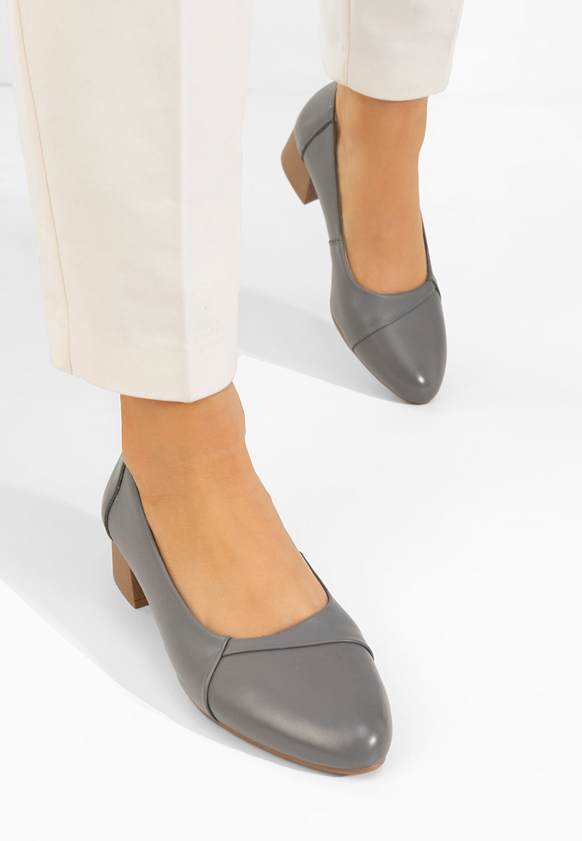 Szare czółenka damskie skórzane Giulieta