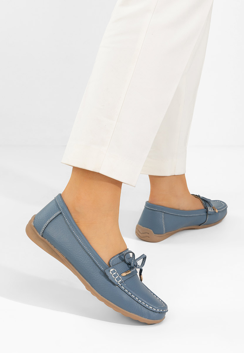 Niebieskie mokasyny damskie skórzane Nemesia