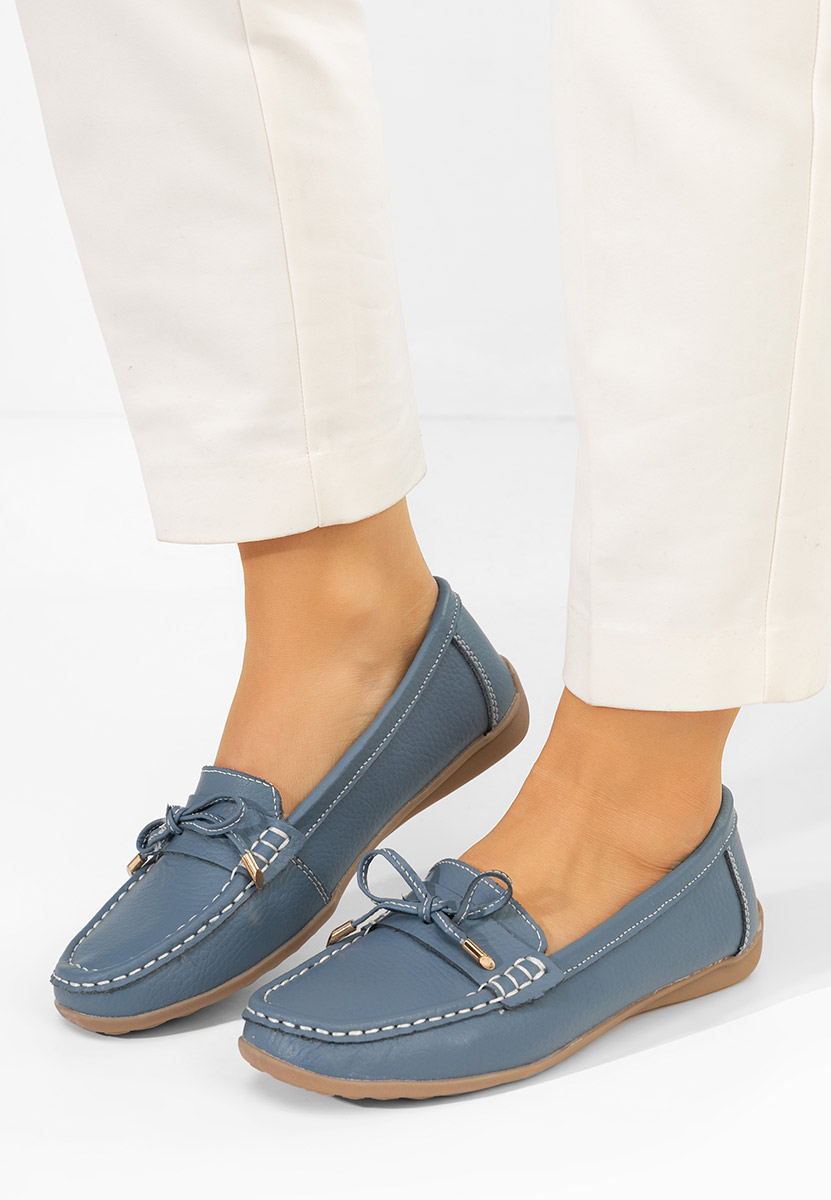 Niebieskie mokasyny damskie skórzane Nemesia