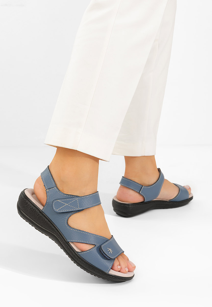 Niebieskie sandały damskie skórzane Cruella