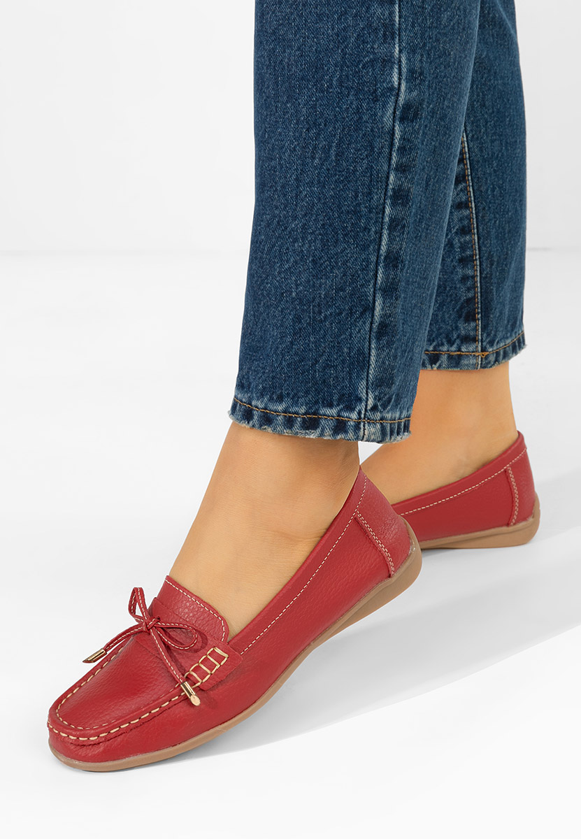 Czerwone mokasyny damskie skórzane Nemesia