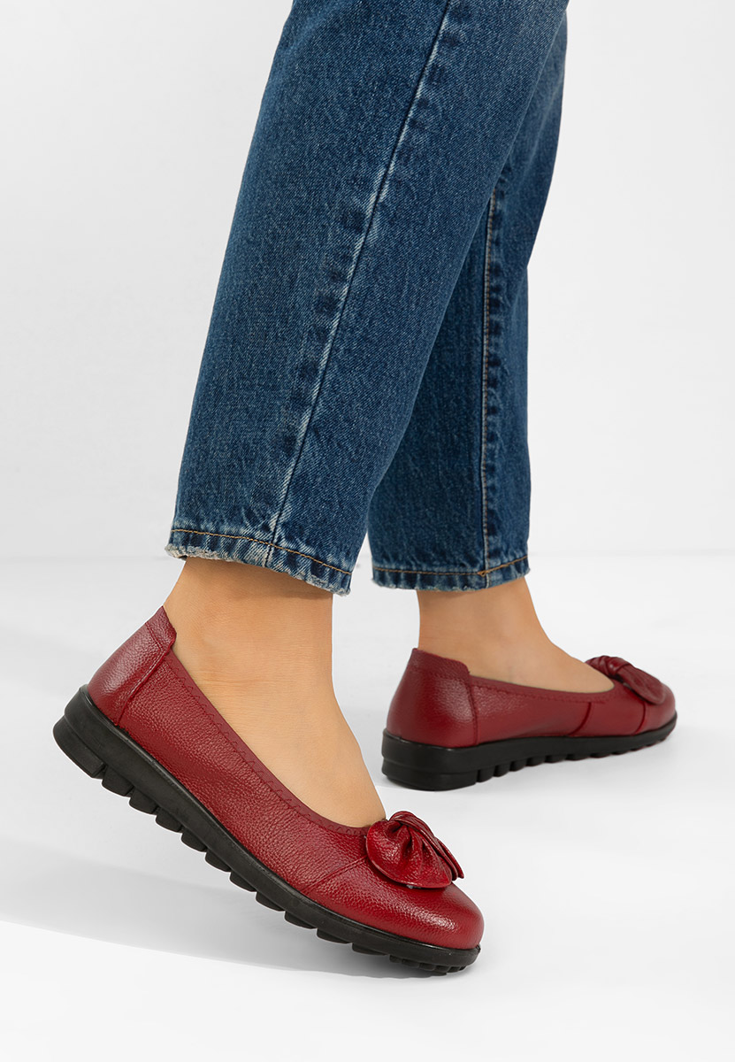 Bordowe balerinki skórzane Giuliena