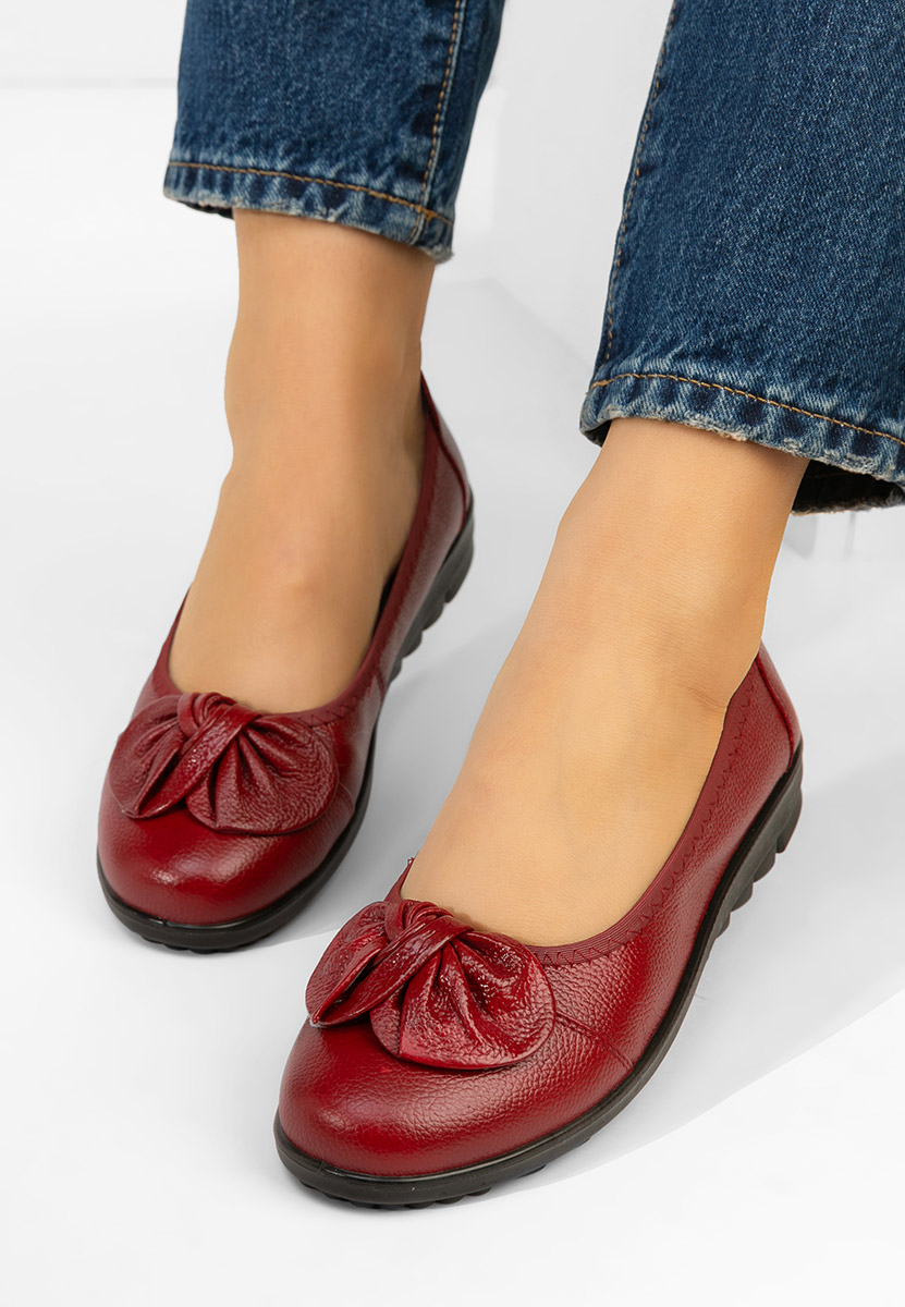 Bordowe balerinki skórzane Giuliena