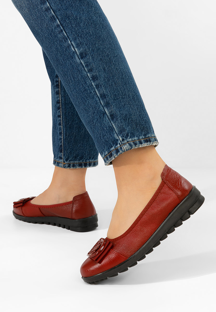 Bordowe balerinki skórzane Demarisa