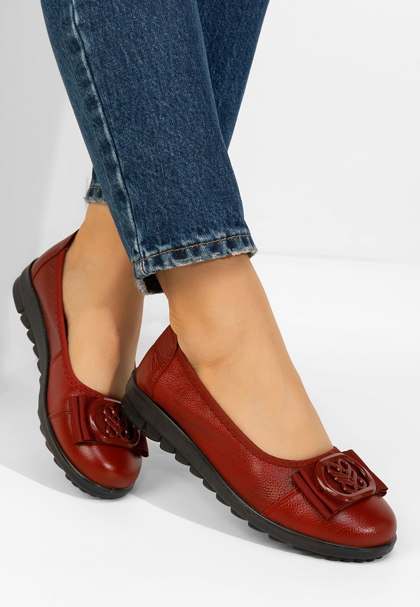 Bordowe balerinki skórzane Demarisa