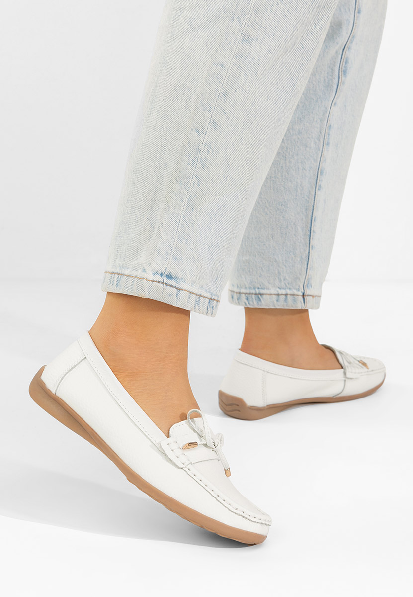 Białe mokasyny damskie skórzane Nemesia