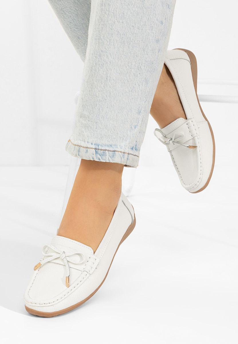 Białe mokasyny damskie skórzane Nemesia