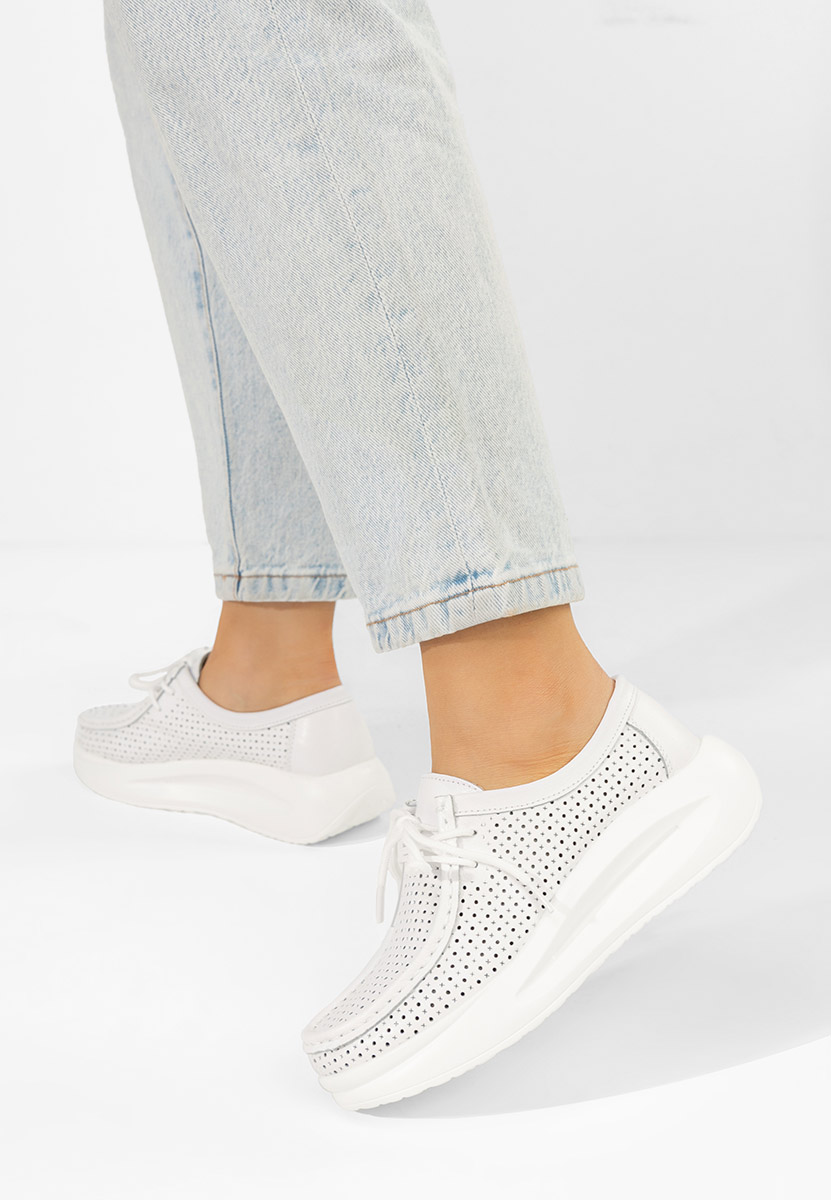 Białe mokasyny damskie skórzane Eveliana