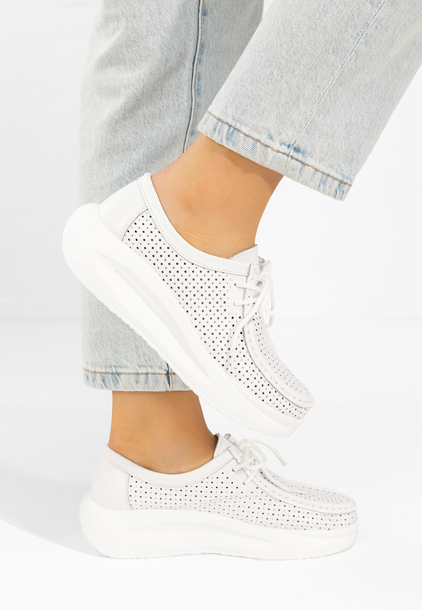 Białe mokasyny damskie skórzane Eveliana