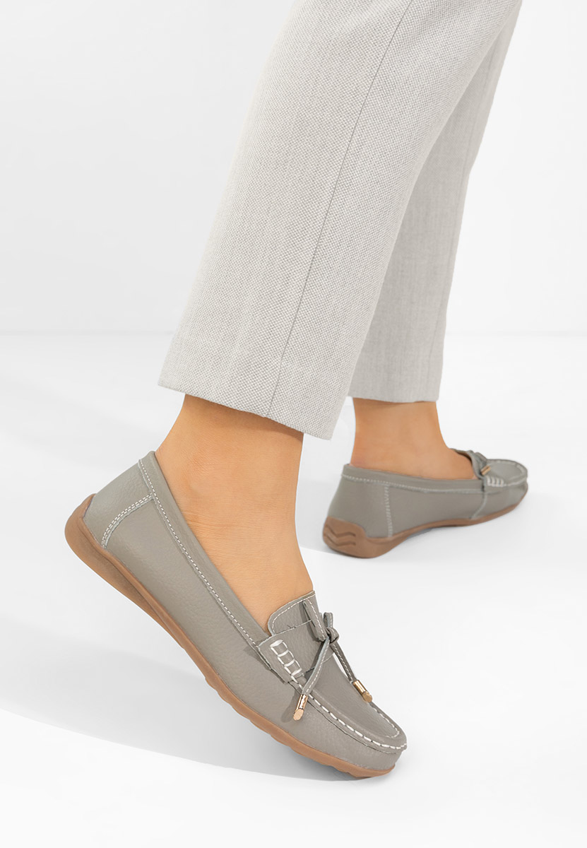 Szare mokasyny damskie skórzane Nemesia