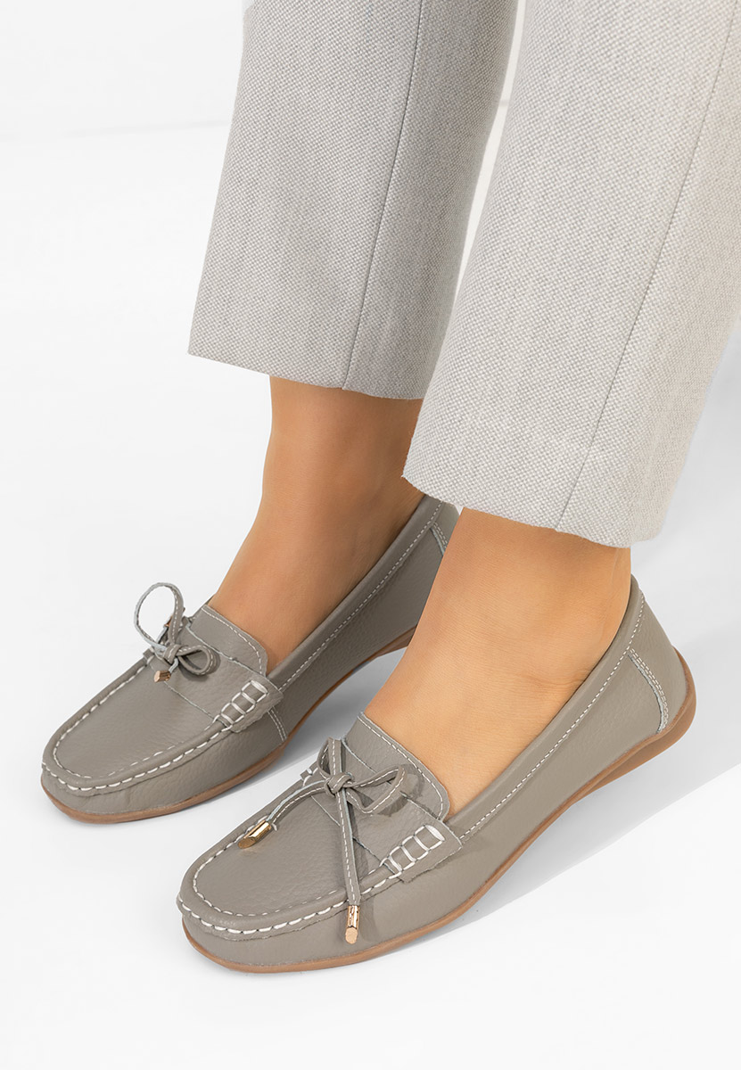 Szare mokasyny damskie skórzane Nemesia