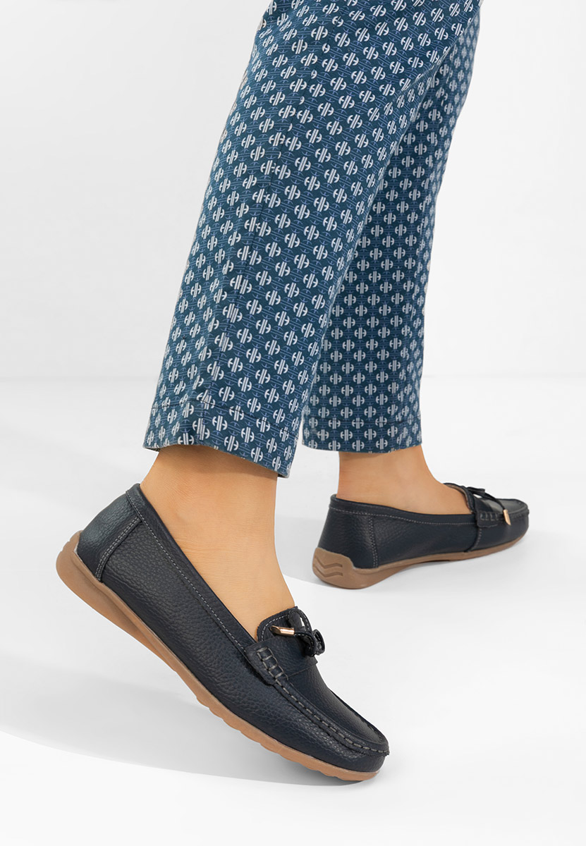 Granatowe mokasyny damskie skórzane Nemesia