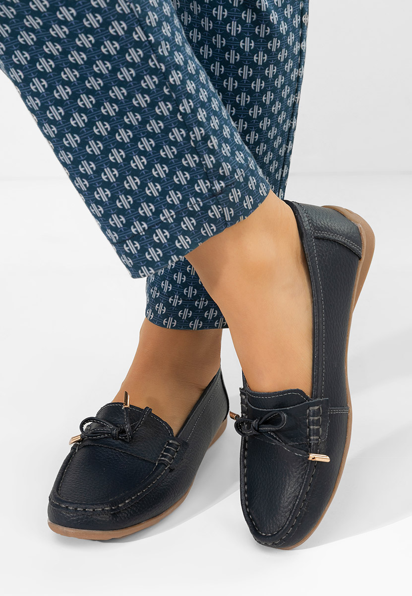Granatowe mokasyny damskie skórzane Nemesia