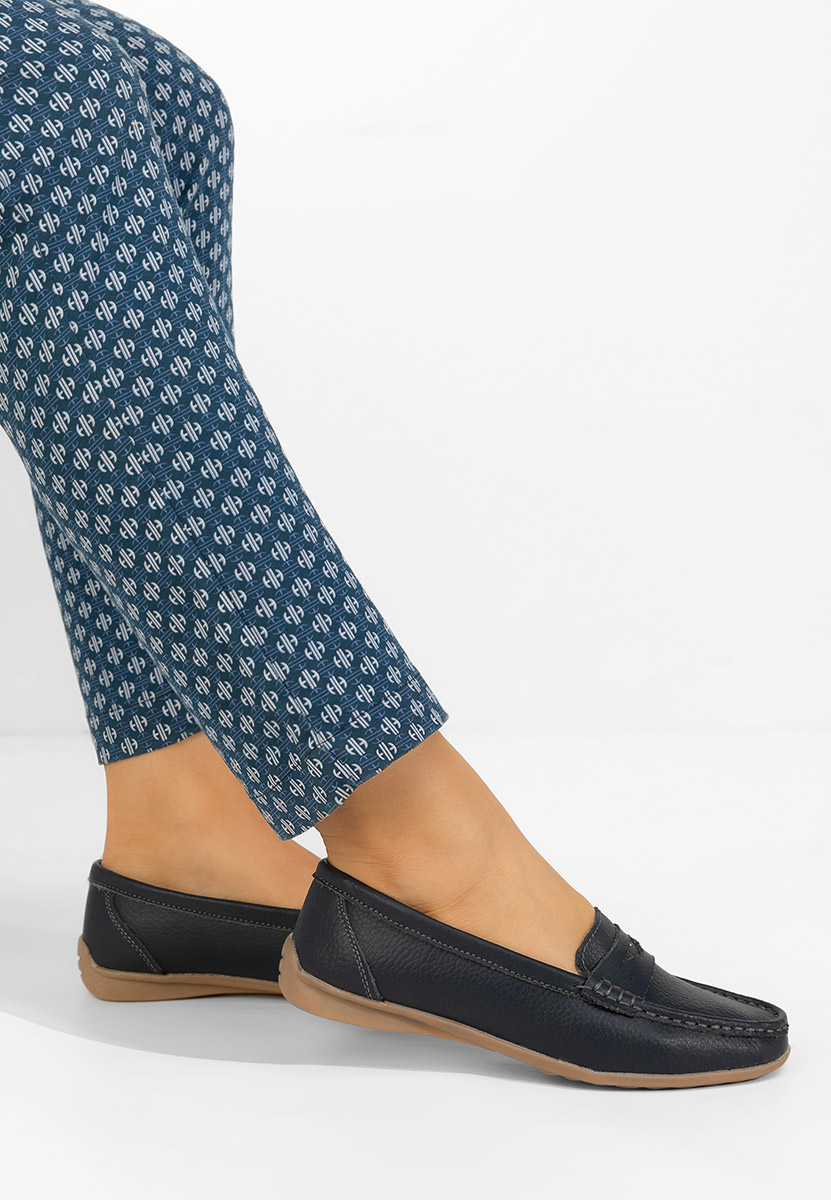 Granatowe mokasyny damskie skórzane Cheria