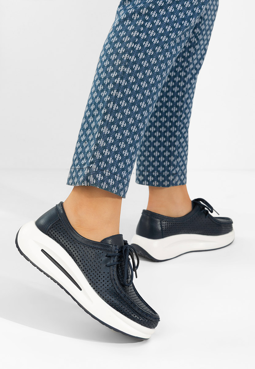 Granatowe mokasyny damskie skórzane Eveliana