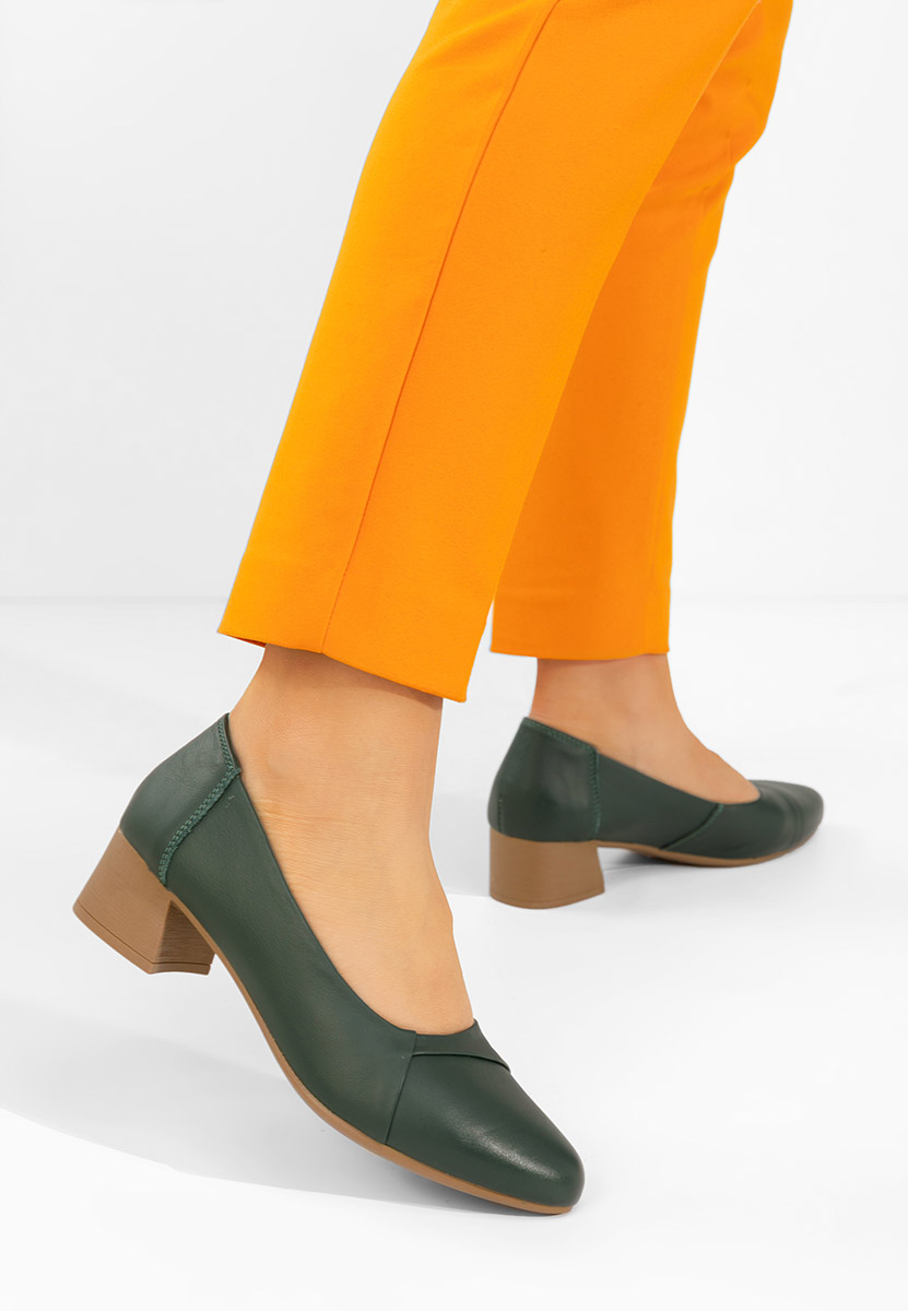 Zielone czółenka damskie skórzane Giulieta