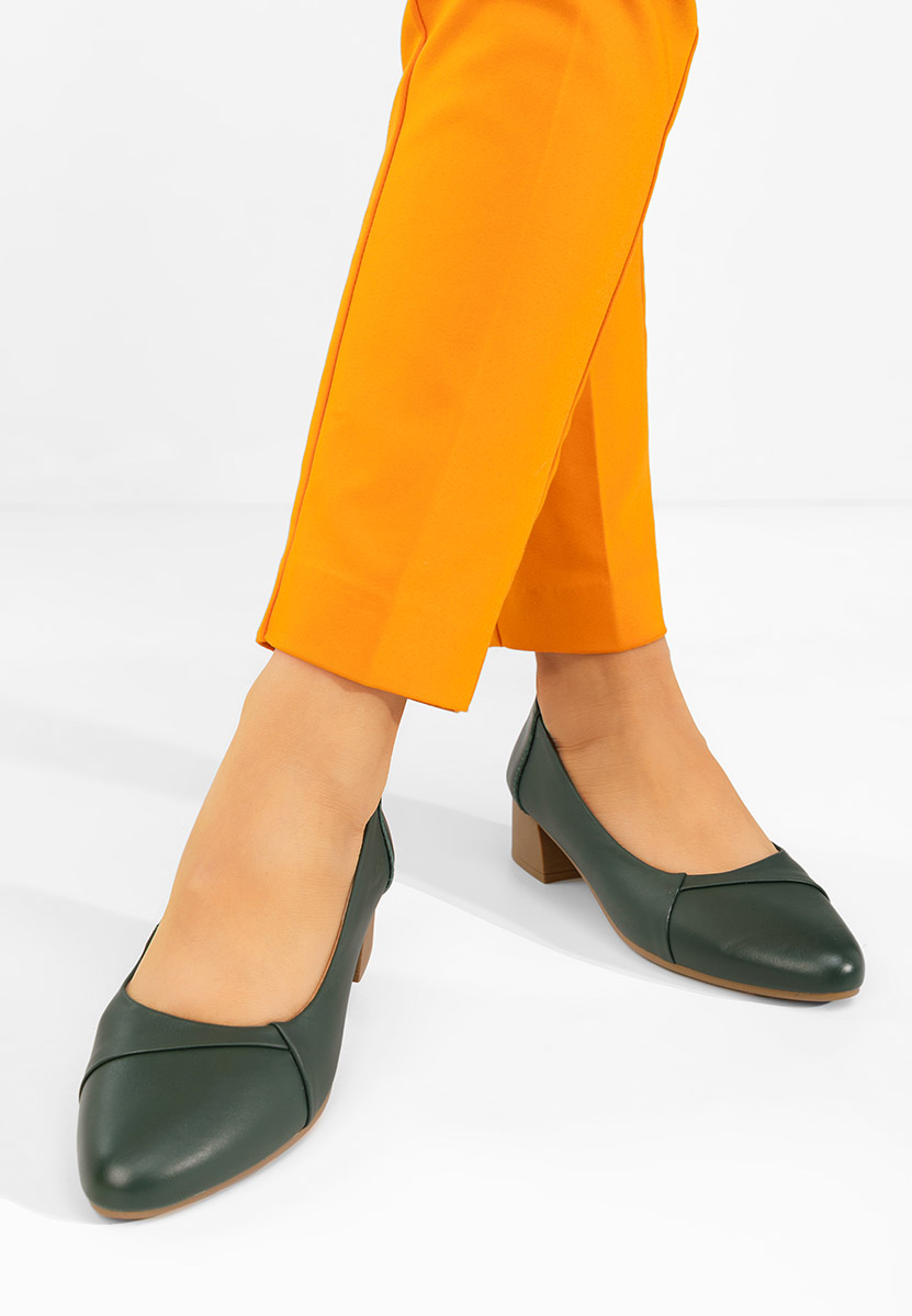 Zielone czółenka damskie skórzane Giulieta