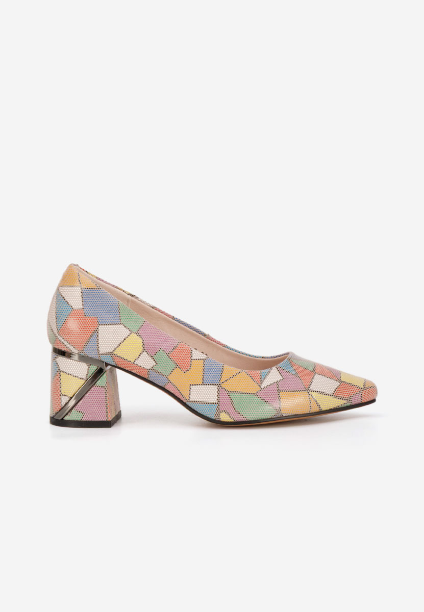 Wielokolorowy czółenka na słupku skórzane Esperanta