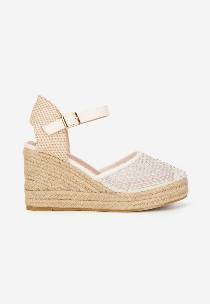 Białe espadryle na koturnie Racelia